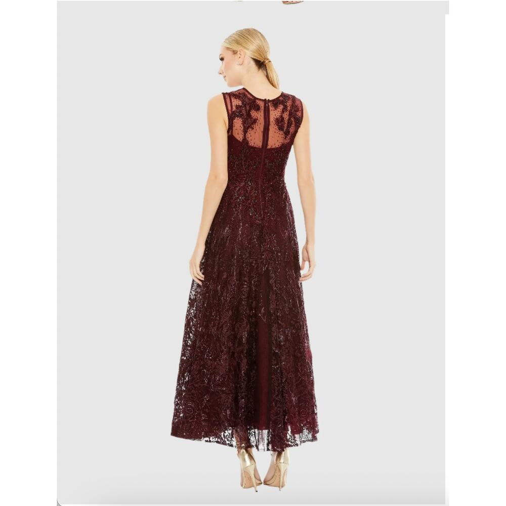 Mac Duggal Red Embroidered High Neck Sleeveless Dress 14 - Picture 2 of 6